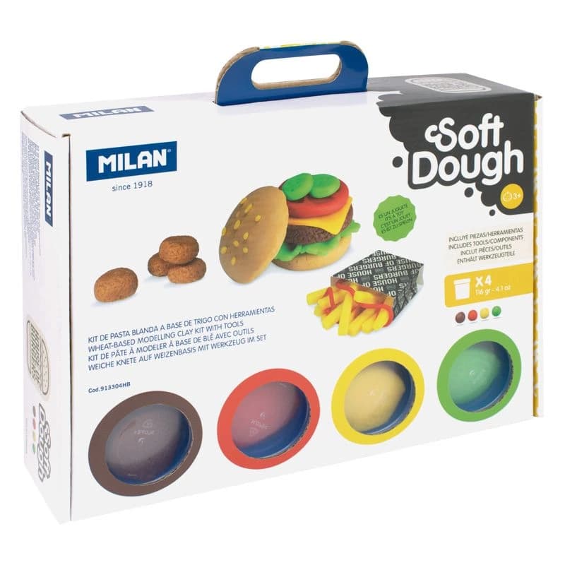 Maletín Softdough Masa 4 Colores más Herramientas HAMBURGUESAS
